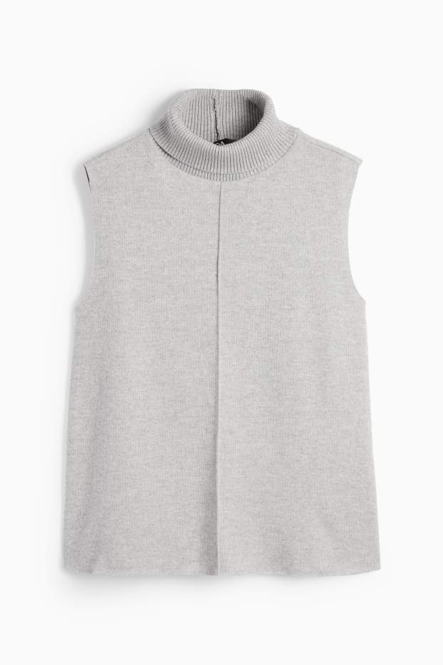 Donna - Top con collo a dolcevita - grigio chiaro melange