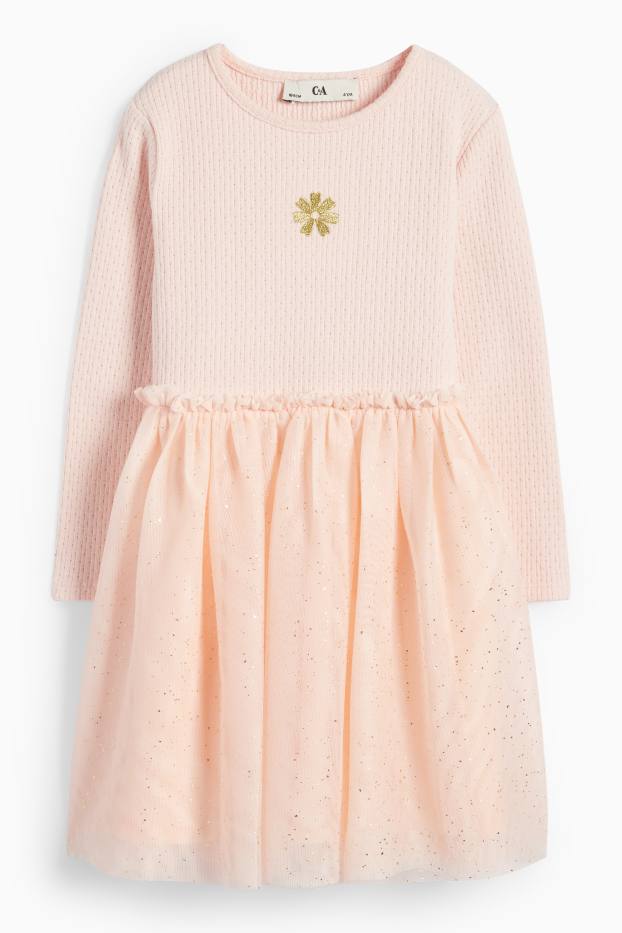 Kinder Mädchen - Blume - Kleid - coral