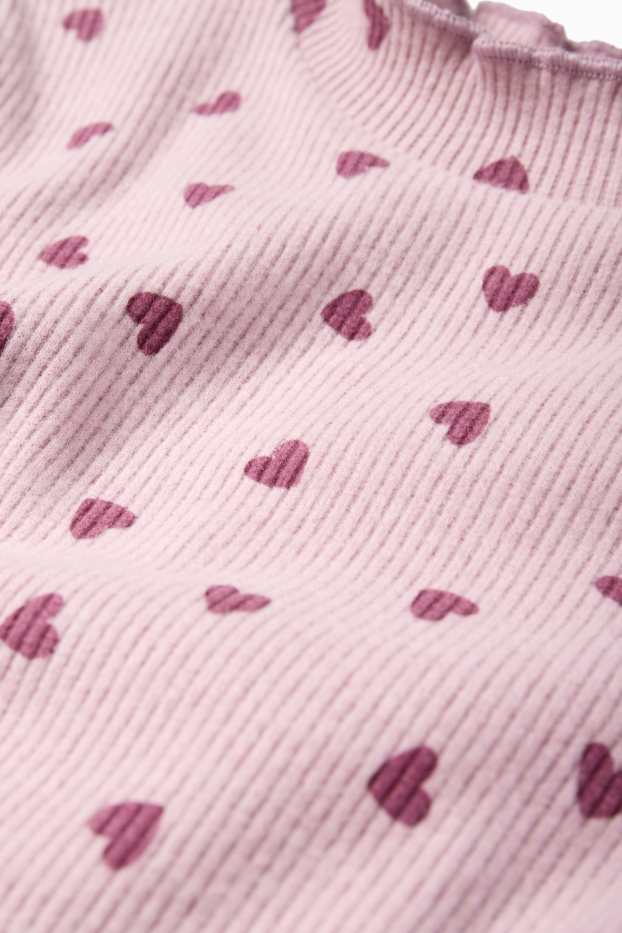 Kinderen: meisjes - Hartje - longsleeve - ribstof - lichtpaars