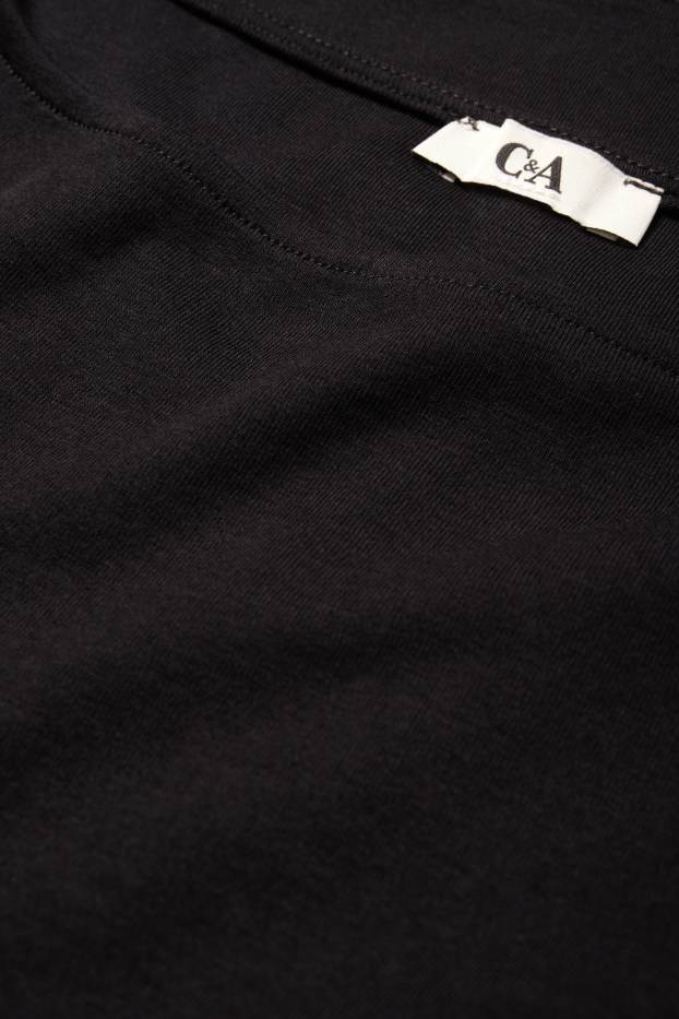 Women - Long sleeve top - slim fit - black