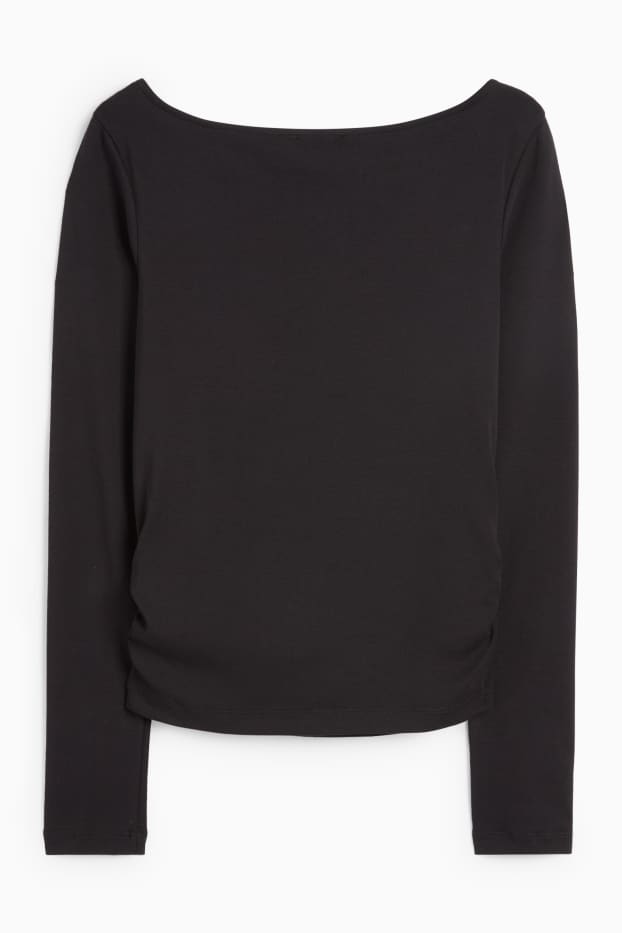 Women - Long sleeve top - slim fit - black