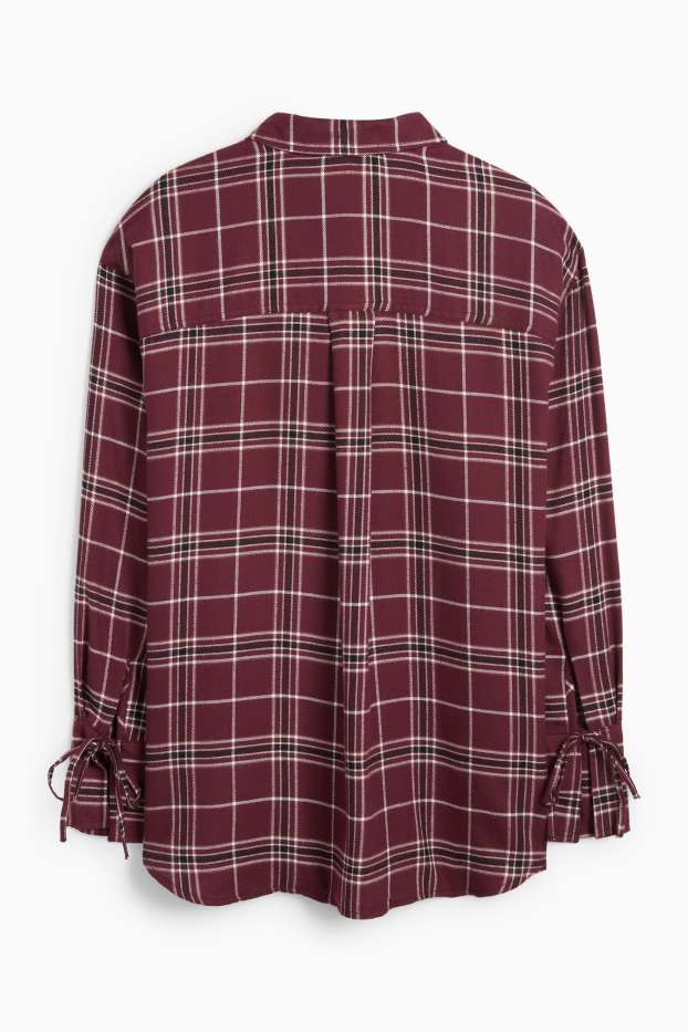 Dames - Blouse - geruit - bordeaux