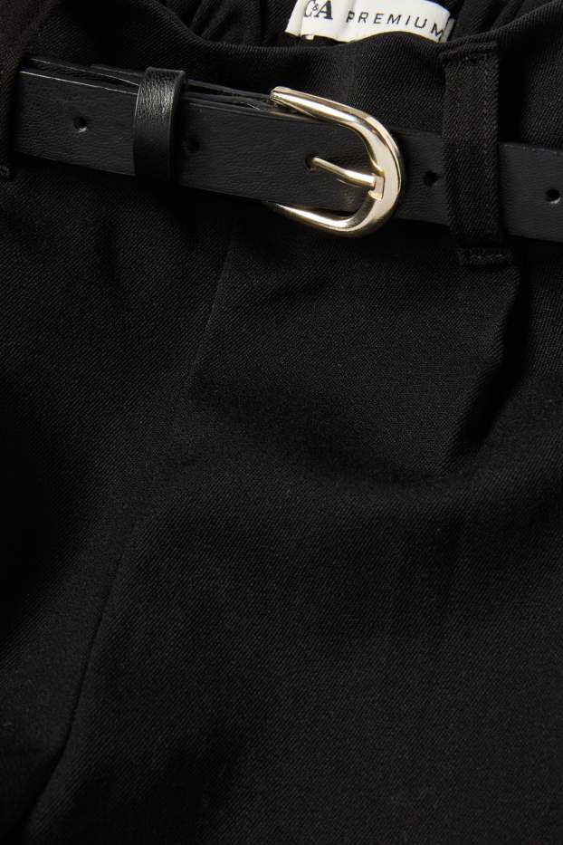Kinder Mädchen - Stoffhose mit Gürtel - schwarz
