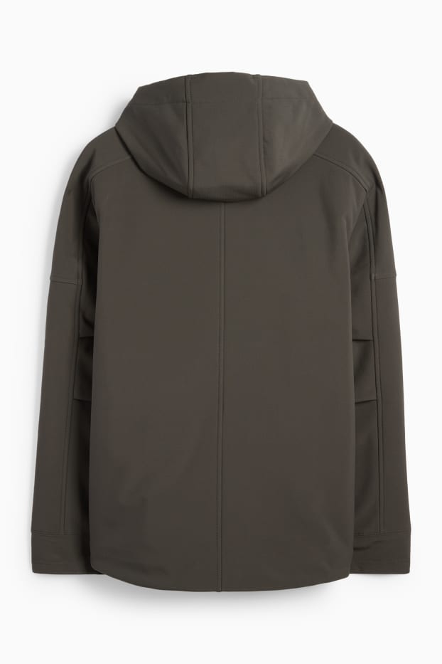 Herren - Softshelljacke mit Kapuze - wasserabweisend - dunkelgrün