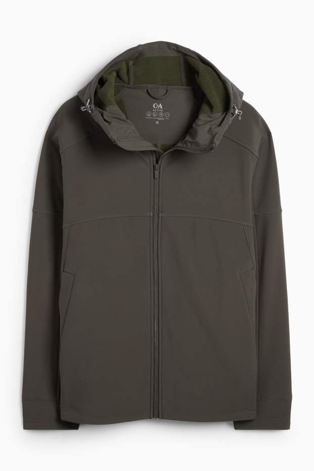 Herren - Softshelljacke mit Kapuze - wasserabweisend - dunkelgrün