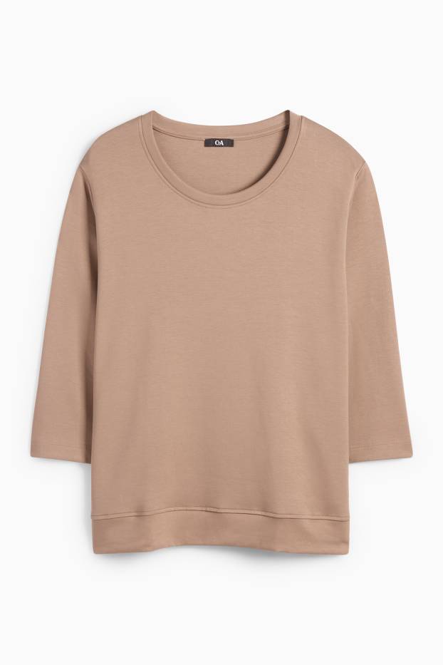 Damen - Langarmshirt - Relaxed Fit - beige