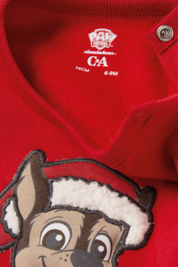 Baby Buben - PAW Patrol - Chase - Weihnachts-Baby-Outfit - 2 teilig - rot / grau
