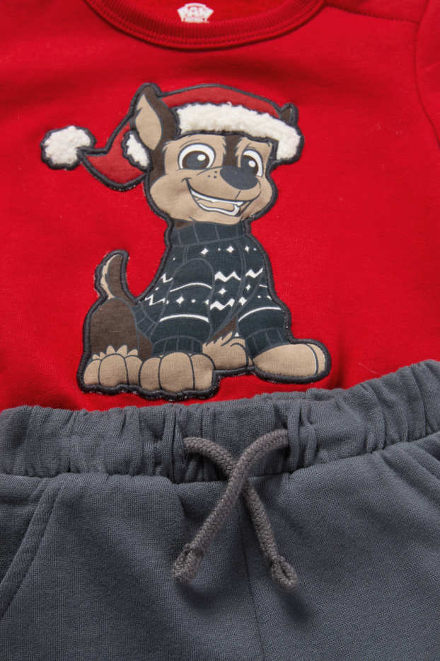 Baby Buben - PAW Patrol - Chase - Weihnachts-Baby-Outfit - 2 teilig - rot / grau