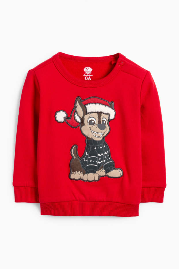 Baby Buben - PAW Patrol - Chase - Weihnachts-Baby-Outfit - 2 teilig - rot / grau