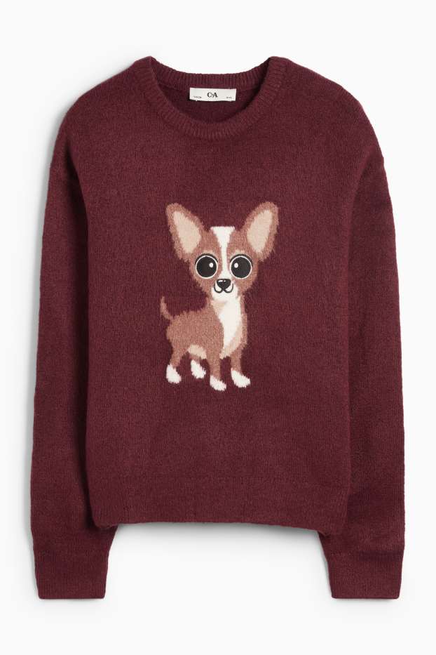Kinder Mädchen - Chihuahua - Pullover - bordeaux