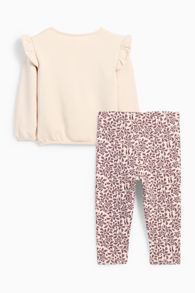 Baby: meisjes - Bambi - babyoutfit - 2-delig - beige