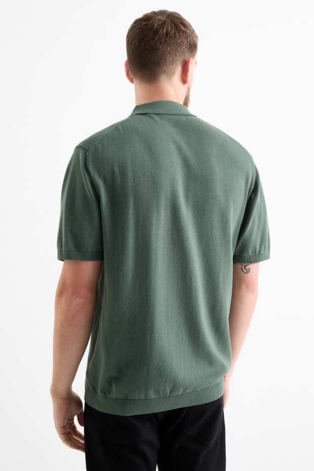 Herren - Strick-Poloshirt - Regular Fit - grün