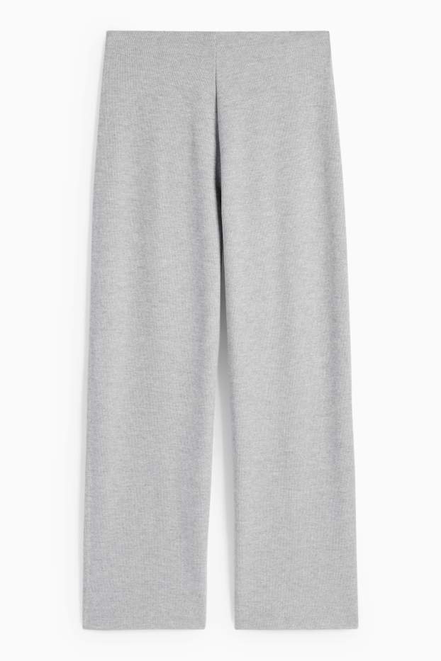 Women - Knitted joggers - light gray-melange