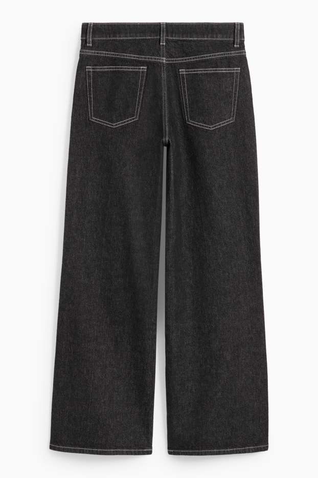 Dames - Wide leg jeans - low waist - jeansdonkergrijs