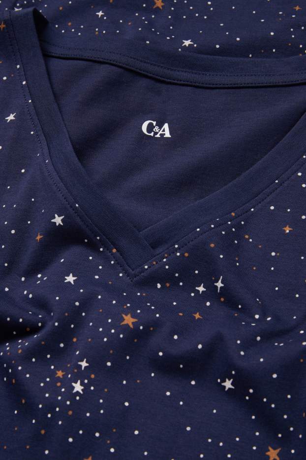 Women - Nightdress - patterned - dark blue