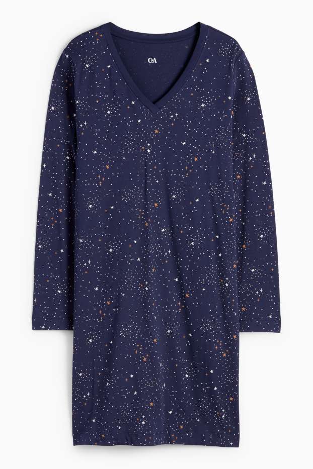 Women - Nightdress - patterned - dark blue