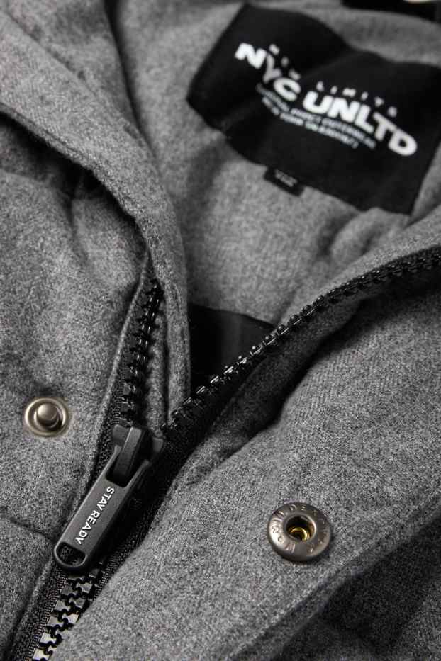 Kinder Jungen - Steppjacke mit Kapuze - wasserabweisend - grau