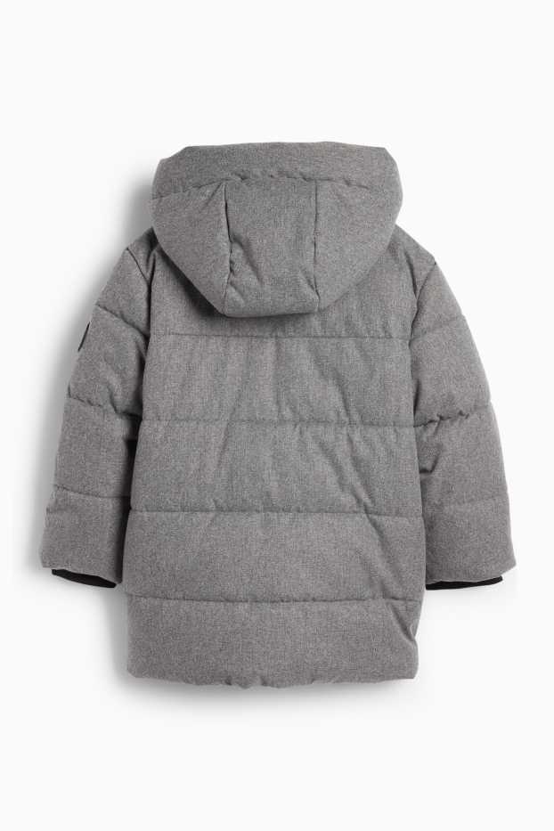 Kinder Jungen - Steppjacke mit Kapuze - wasserabweisend - grau