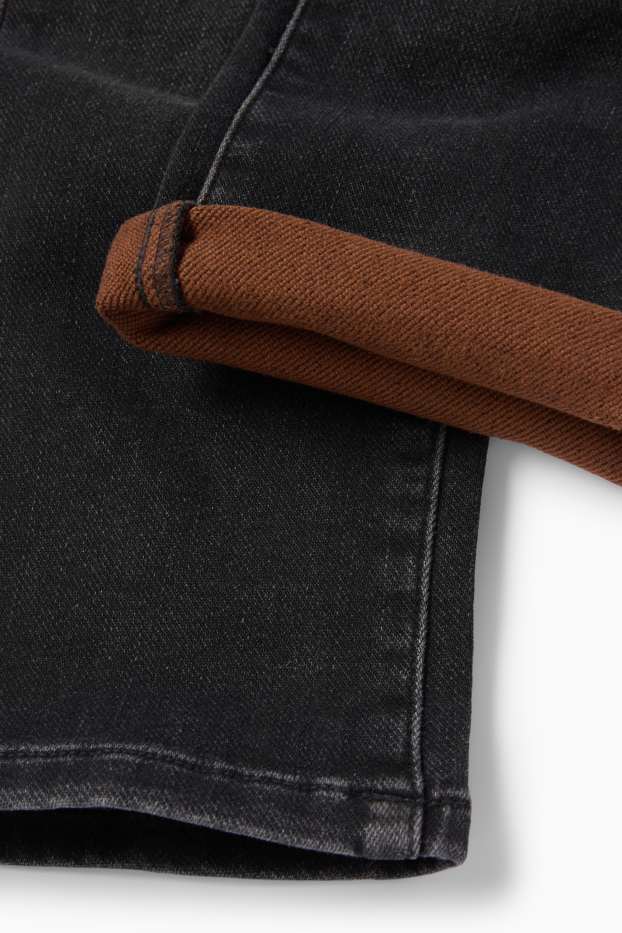 Dzieci chłopcy - Straight jeans - ciepłe dżinsy - jog denim - dżins-szary