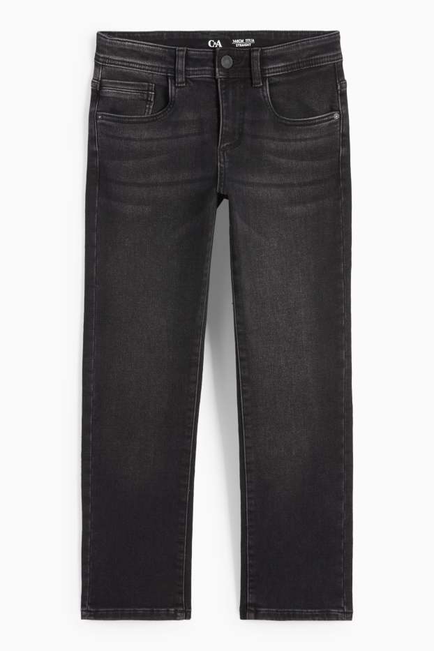 Dzieci chłopcy - Straight jeans - ciepłe dżinsy - jog denim - dżins-szary
