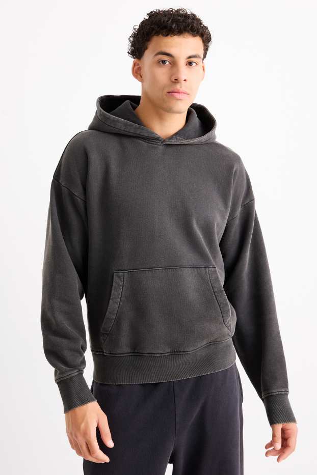 Men - Hoodie - black-melange