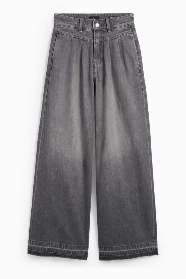 Mujer - Wide leg jeans - mid waist - vaqueros - gris
