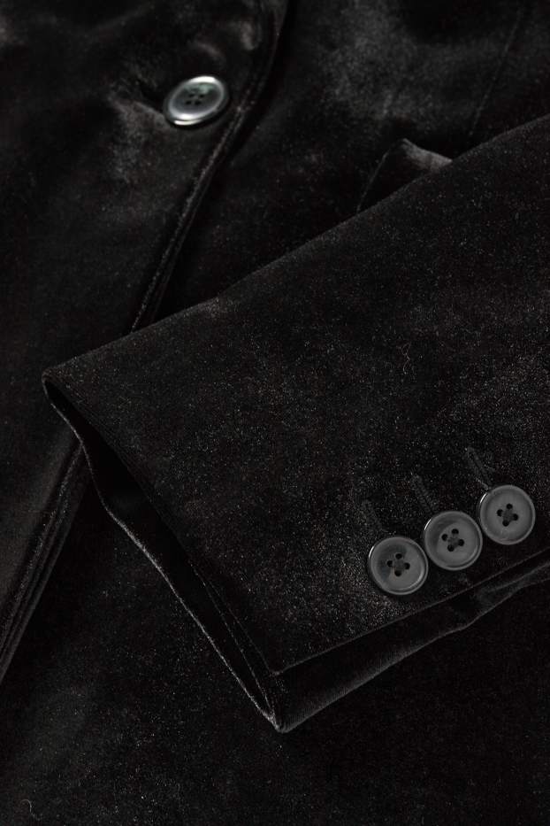 Femei - Blazer lung din catifea - regular fit - negru