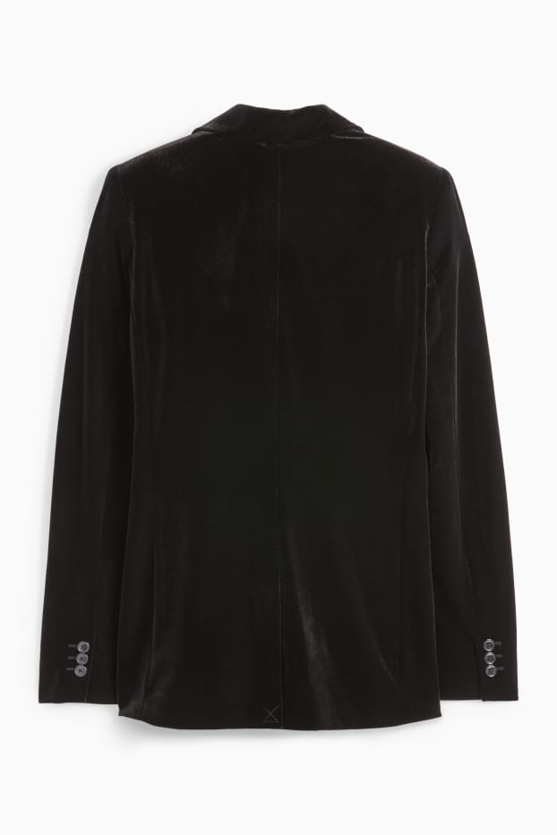 Femei - Blazer lung din catifea - regular fit - negru