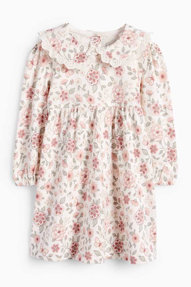 Baby Mädchen - Blümchen - Baby-Outfit - 2 teilig - hellbeige