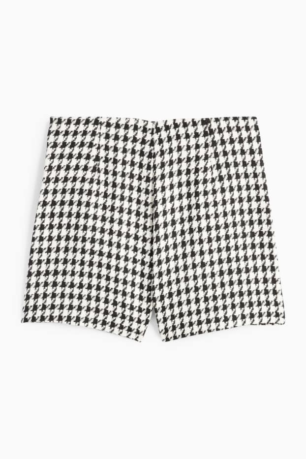 Damen - Shorts - High Waist - kariert - schwarz / weiss