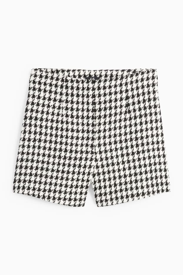 Damen - Shorts - High Waist - kariert - schwarz / weiss