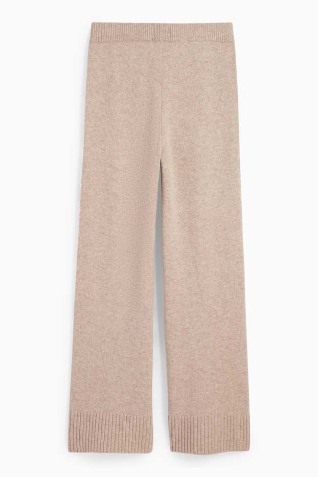 Damen - Strick-Jogginghose mit Kaschmir-Anteil - Woll-Mix - beige