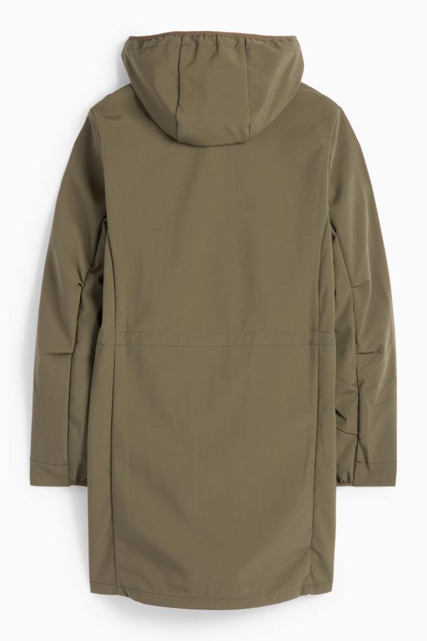 Dames - Softshellmantel met capuchon - waterafstotend - 4 Way Stretch - groen