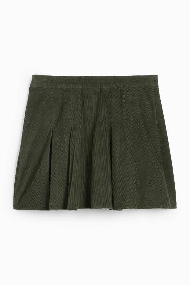 Dames - Corduroy plooirok - donkergroen
