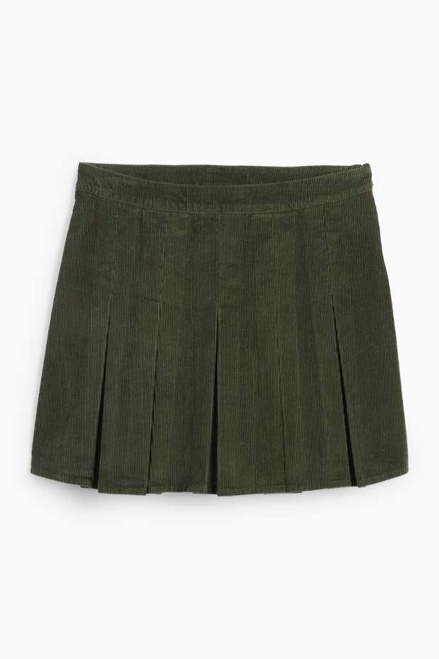 Dames - Corduroy plooirok - donkergroen