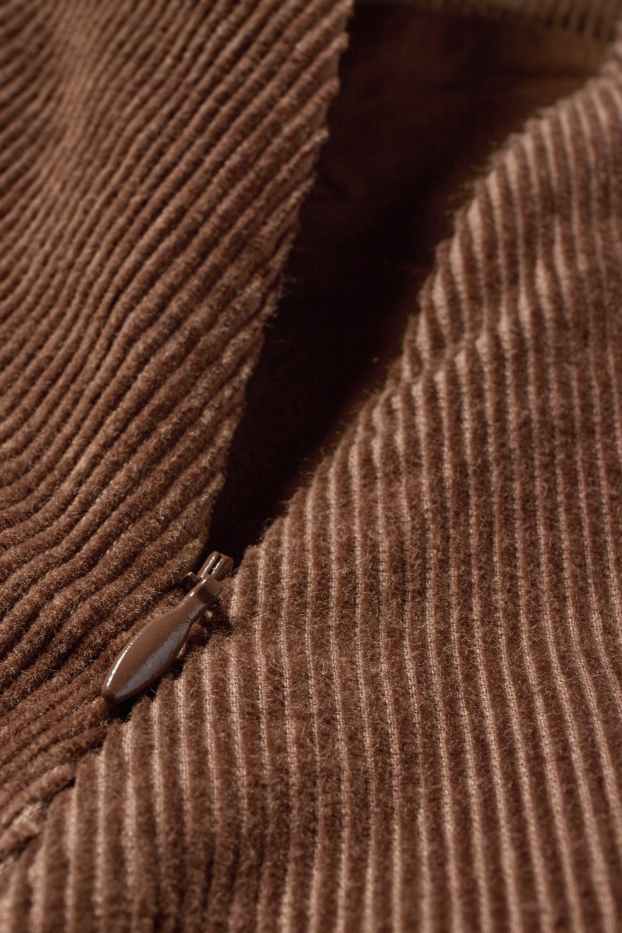 Damen - Cord-Faltenrock - braun
