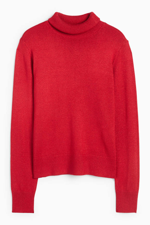 Women - Turtleneck jumper - red