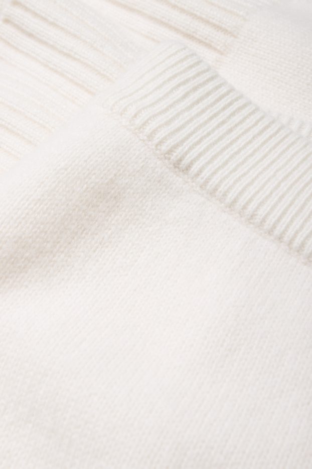 Dames - Gebreide joggingbroek met kasjmiergehalte - wolmix - crème wit