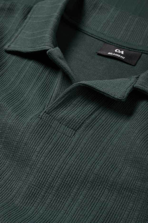 Hommes - Polo - relaxed fit - finition texturée - vert foncé