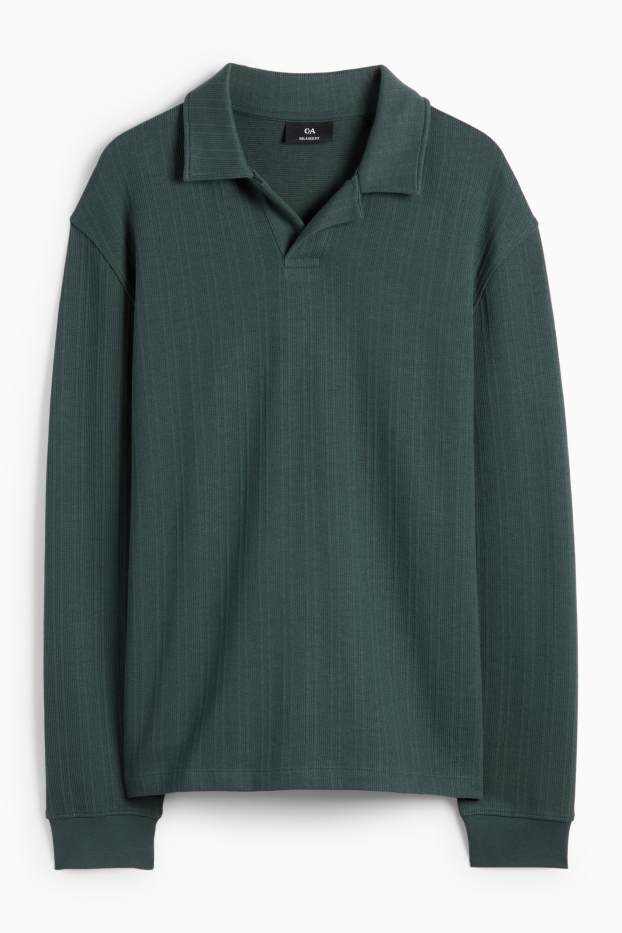 Hommes - Polo - relaxed fit - finition texturée - vert foncé