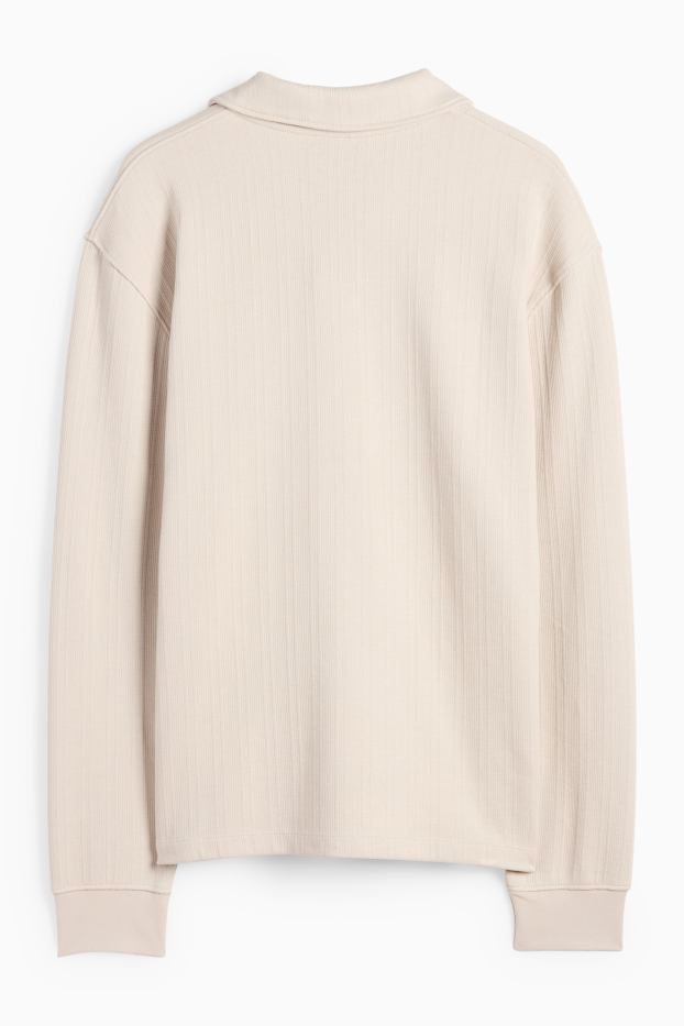 Hommes - Polo - relaxed fit - finition texturée - beige