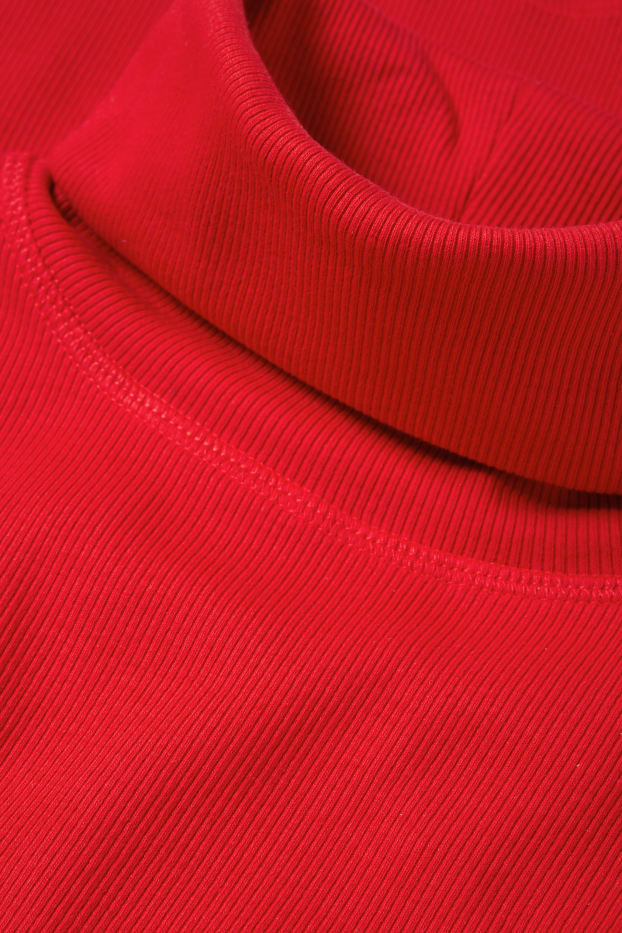Women - Turtleneck top - ribbed - red