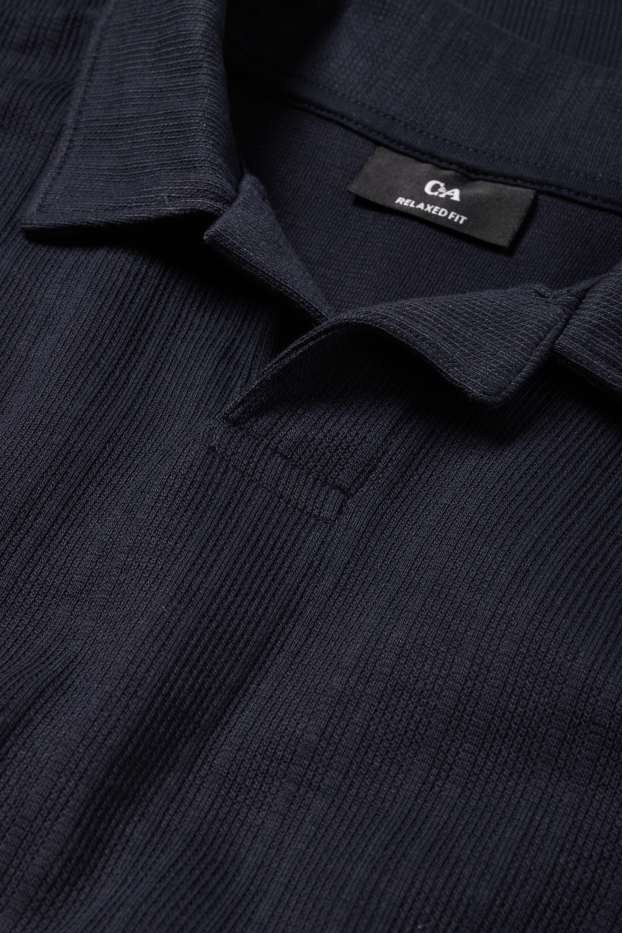Mężczyźni - Koszulka polo - relaxed fit - z fakturą - ciemnoniebieski