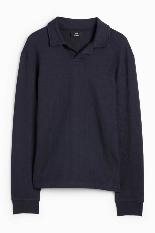 Mężczyźni - Koszulka polo - relaxed fit - z fakturą - ciemnoniebieski
