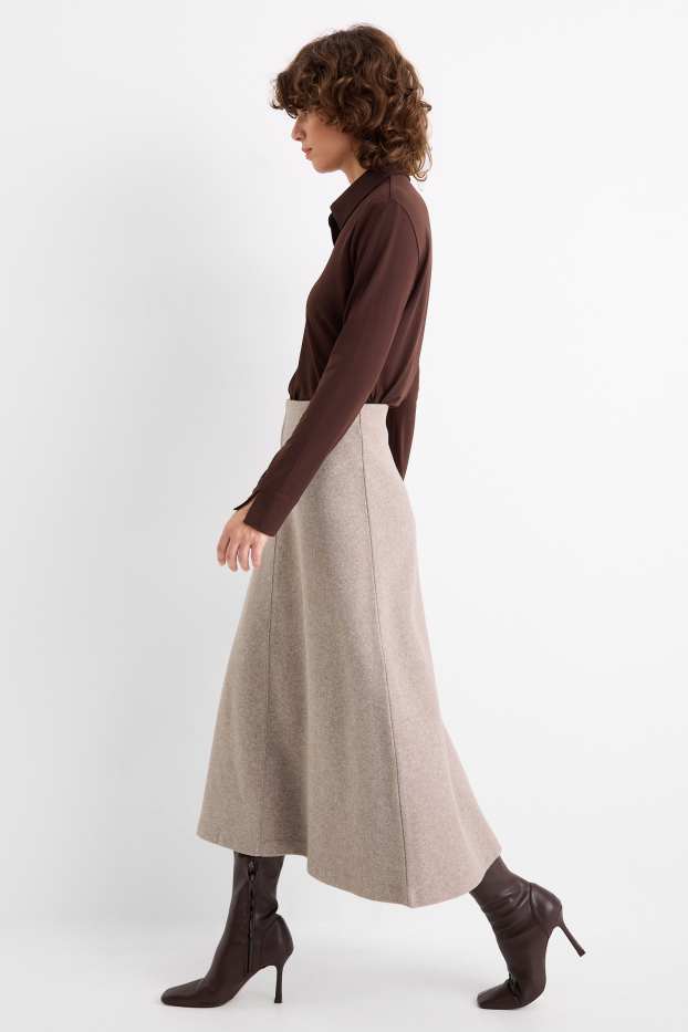 Dames - Gebreide rok - licht beige