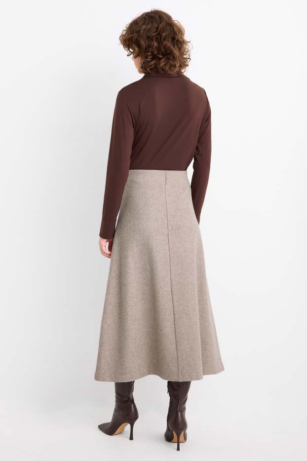 Dames - Gebreide rok - licht beige