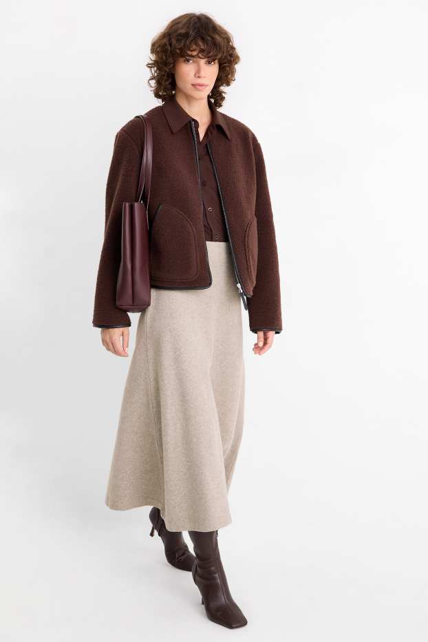 Dames - Gebreide rok - licht beige