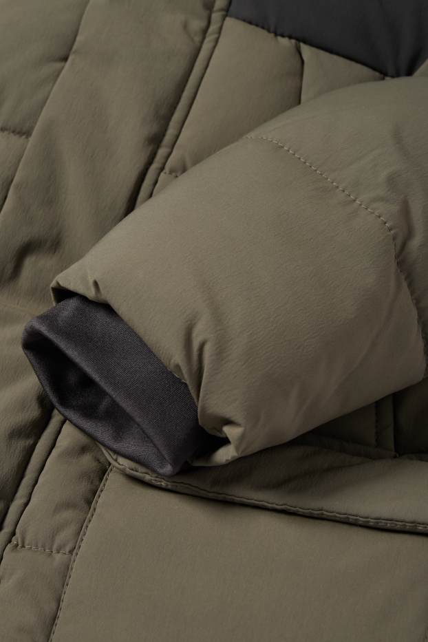 Kinder Buben - Steppjacke mit Kapuze - khaki