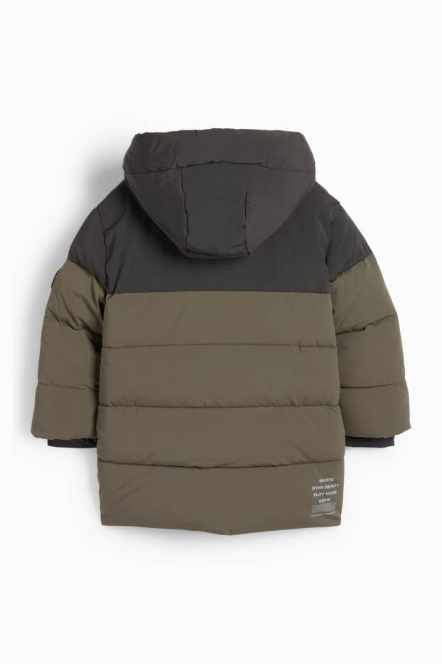 Kinder Buben - Steppjacke mit Kapuze - khaki