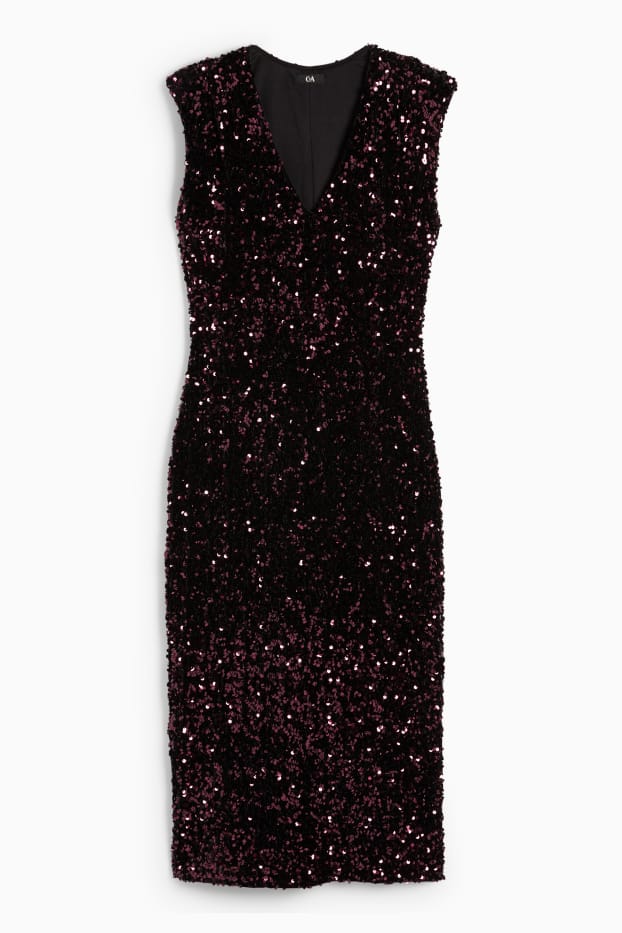 Femmes - Robe Bodycon en sequins - bordeaux